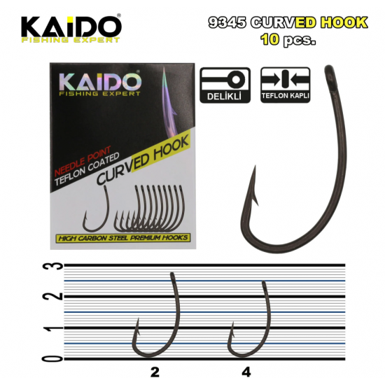 Kaido Teflon Hook Sazan Ignesi 9345 (10Pcs) No:4 OLTA İĞNELERİ Kaido Teflon Hook Sazan Ignesi 9345 (10Pcs) No:4 OLTA İĞNELERİ