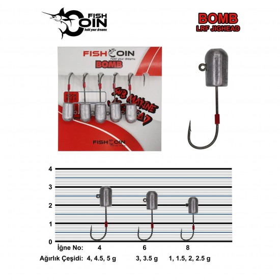 Fishcoin Bomb Jighead 6-3 Gr OLTA İĞNELERİ