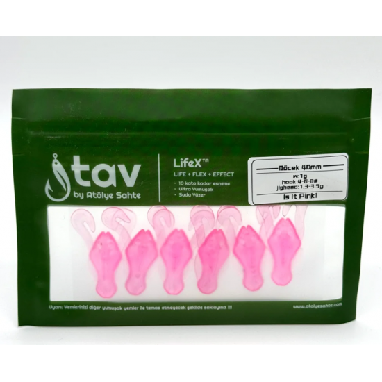 BÖCEK 40Mm 6’Li Paket Pink (UV/Glow) SİLİKON SAHTELER