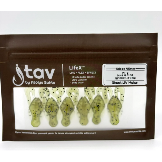 BÖCEK 40Mm 6’Li Paket Ghost UV Melon SUNİ BALIK YEMLERİ