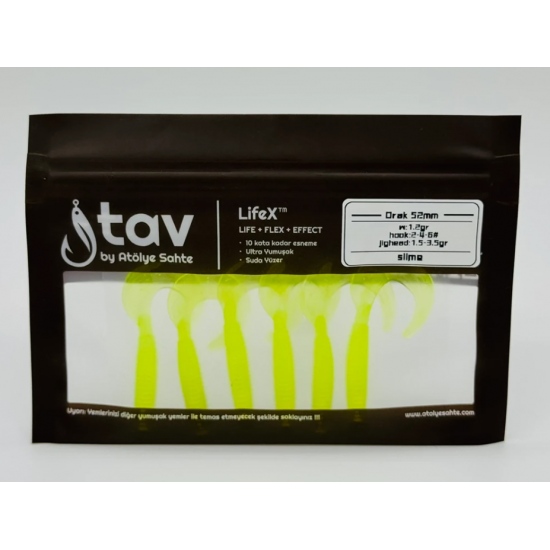 ORAK 52Mm 6’Li Paket Slime (UV/Glow) SİLİKON SAHTELER