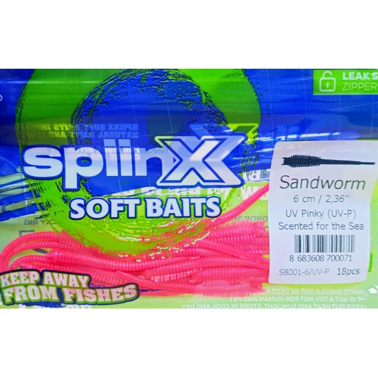 SPIINX SANDVORM SILIKON 6CM 18P UV PINKY (UV-P) SUNİ BALIK YEMLERİ