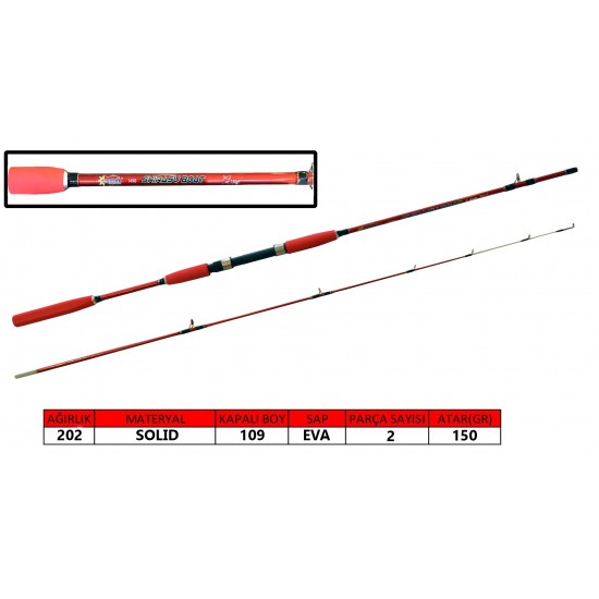 1498 CAPTAIN  SHIRASU 2 PARÇA  BOT  150 GR  165 CM OLTA KAMIŞLARI